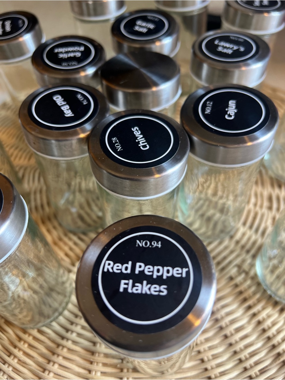 Set of Clear Glass Spice Jars